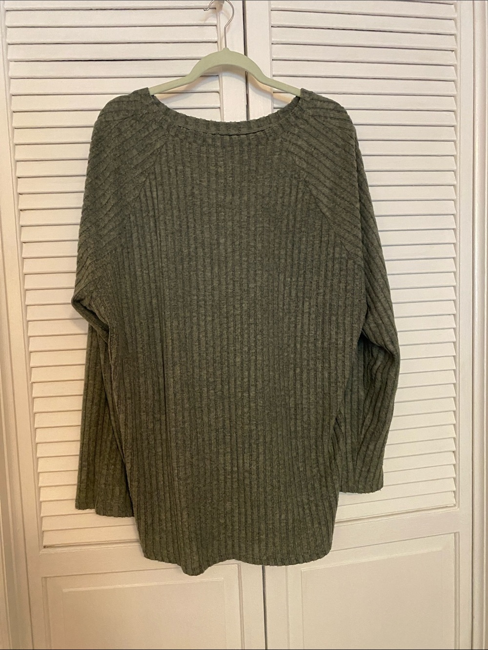 Amazon Olive Ribbed Scoop Neck Women’s Sweater